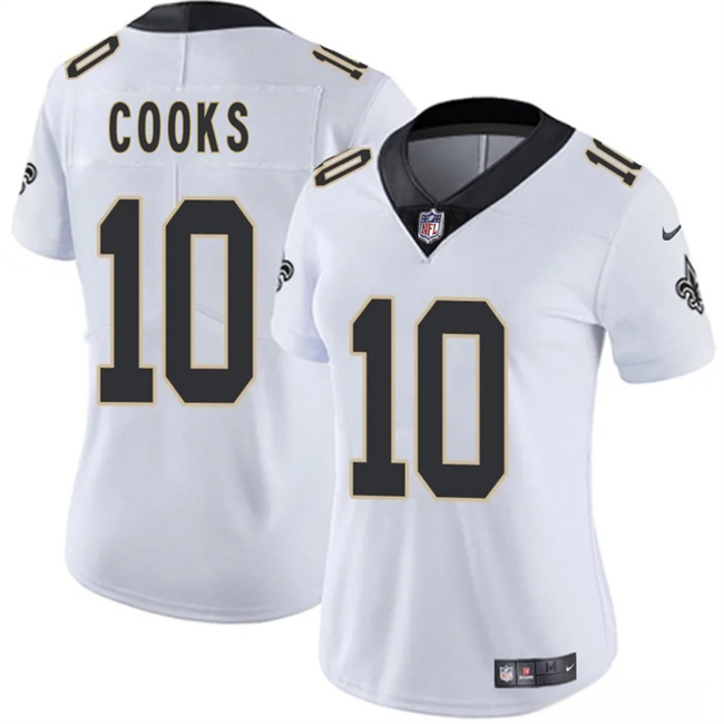 Women's New Orleans Saints #10 Brandin Cooks White 2025 Vapor Stitched Game Jersey(Run Small)